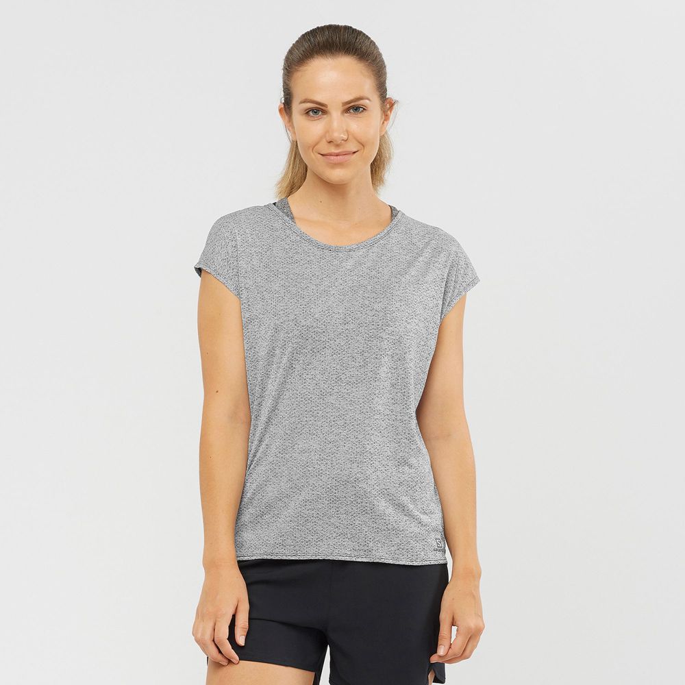 T-Shirts Salomon Femme Grise - Salomon XA SLEEVE TECH W - France (8053-AYSZF)